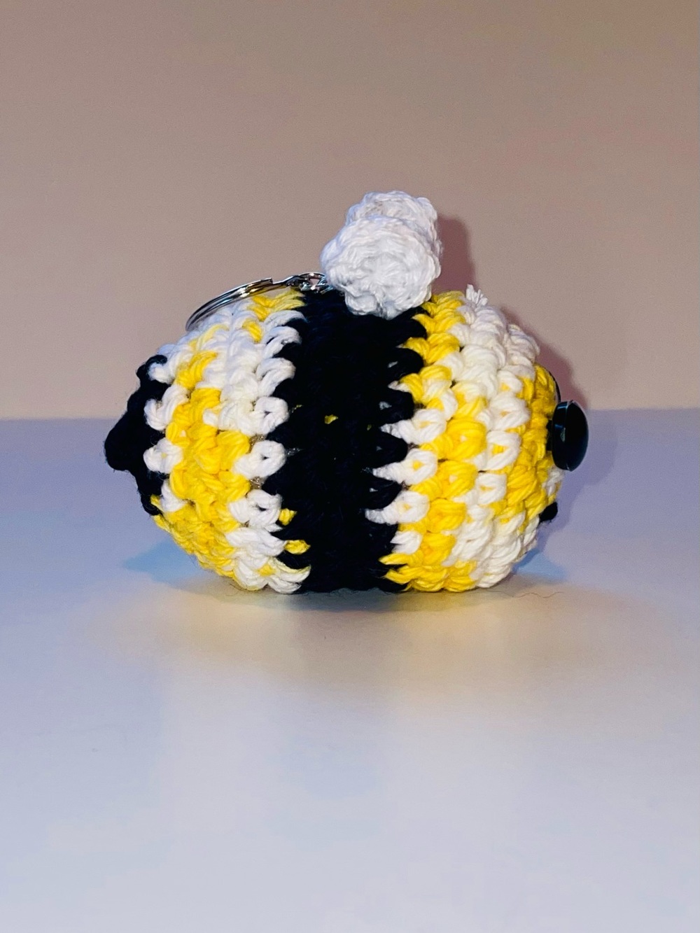 Handmade Yellow & Black mini Bee Plush Keychain - Picture 8 of 11